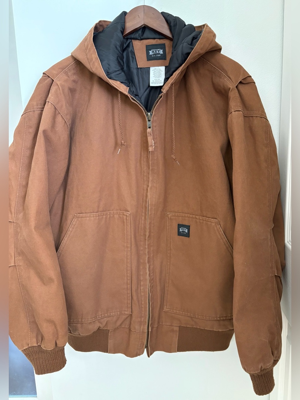 VINTAGE KEY Apparel Insulated canvas hooded work jacket Men’s Size: XL Brown